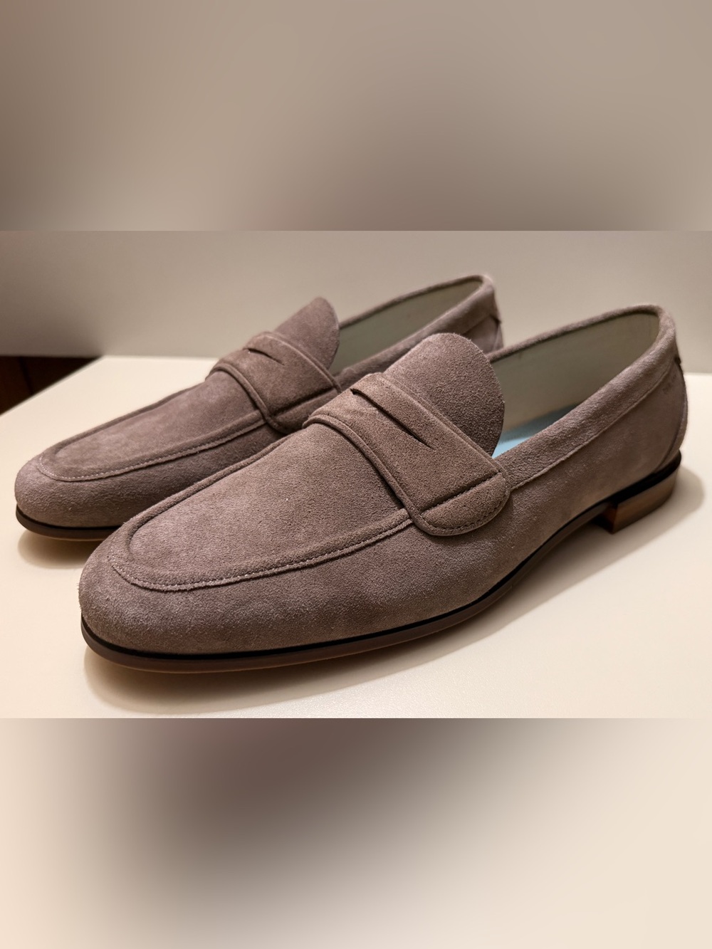 Ted Baker Men's Suede Penny Loafers in Taupe Gray(brand new)